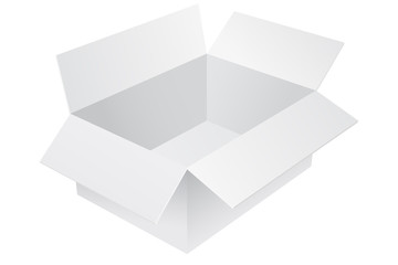 White cardboard box. Empty open container