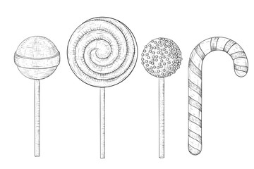 Lollipops. Hand drawn sketch