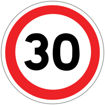 Panneau routier en France : limite de vitesse à 30 km/h (trente kilomètres par heure)