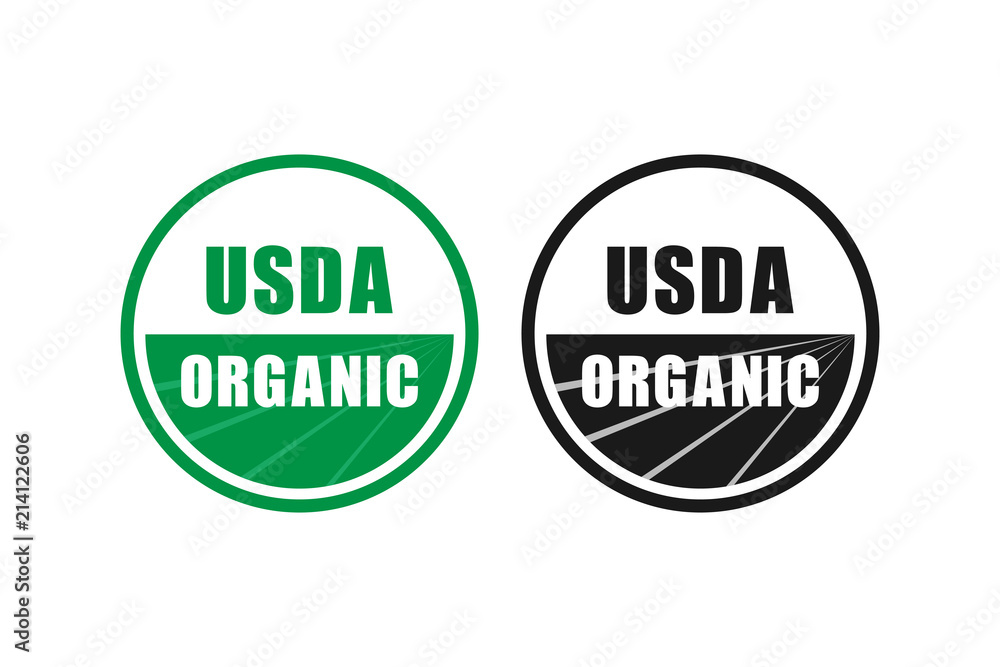 Wall mural usda organic certified stamp symbol no gmo vector icon