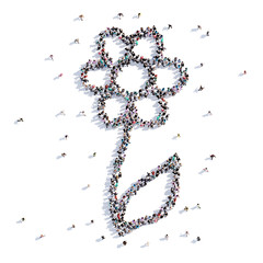 A lot of people form flower, children's drawing