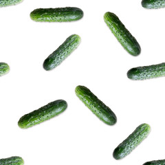 Seamless pattern with cucumber. Vegetables abstract background. Cucumber the white background.