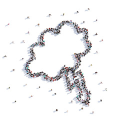 A lot of people form cloud, thunderstorm, children's drawing