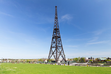 Fototapeta premium Gliwice in Silesia. An old wooden radio tower, one of the symbols of the beginning of the Second World War in Poland.