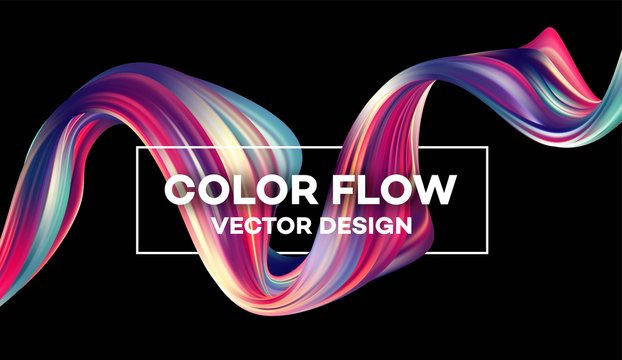 Modern colorful flow poster. Wave Liquid shape in black color background. Art design for your project. Vector illustration