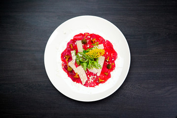 Carpaccio food on table, background