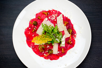 Carpaccio food on table, background