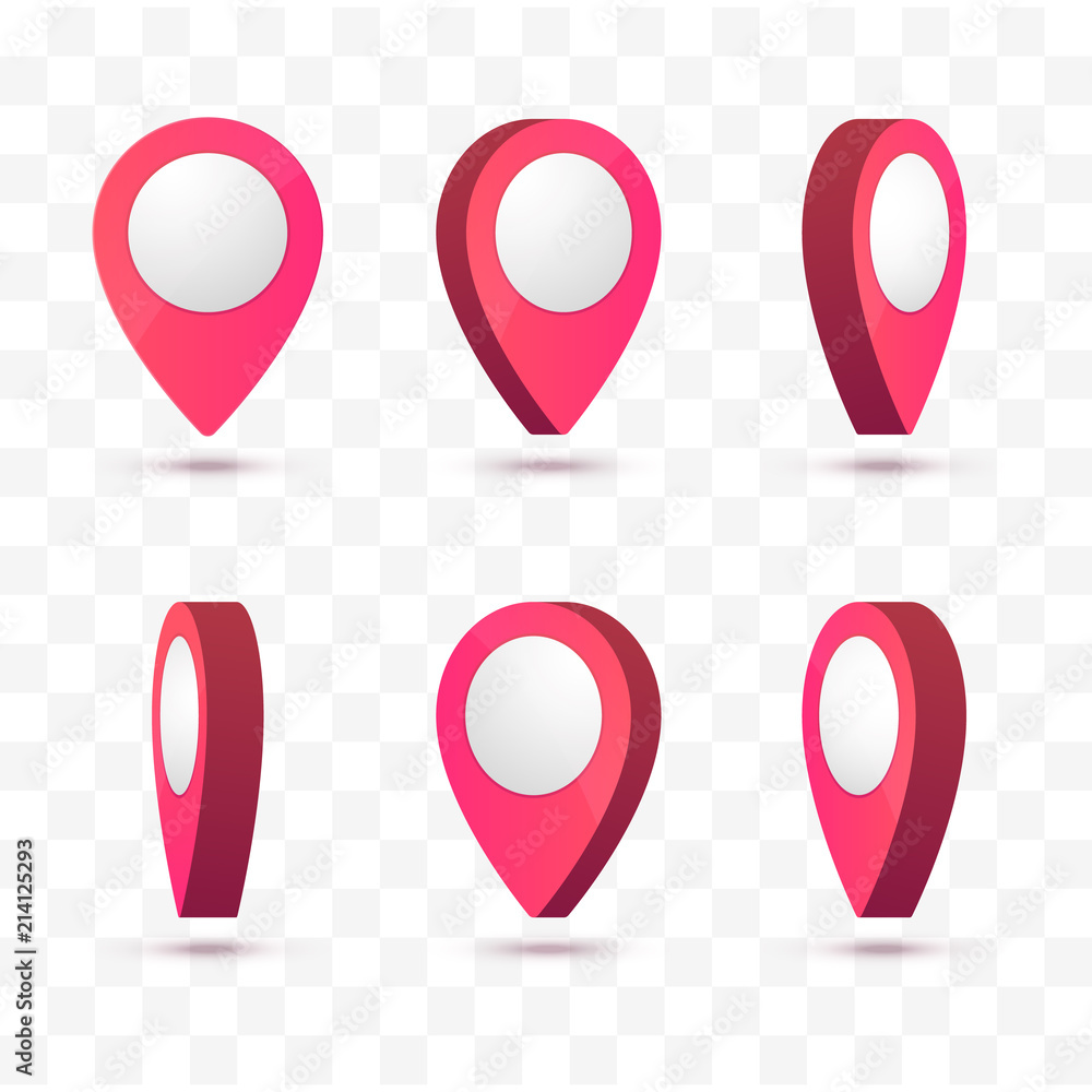 Poster Pointers set. 3d map pins isolated. Vector