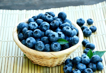 Blueberries in basket with bamboo mat on wooden floor
Blueberries are Low in Calories, But High in Nutrients.