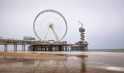 Beach view on the Pier in Scheveningen near Hague, Netherlands