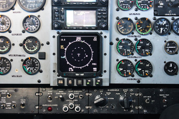 Airliner Instruments in Cockpit with Captain