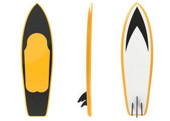 3d render of surfboard isolated on white background