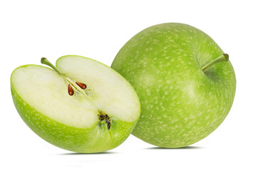 Fresh green apple isolated on white background with clipping path