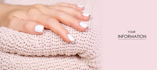 Beige knitted sweater texture fabric textile female hand macro pattern blur background