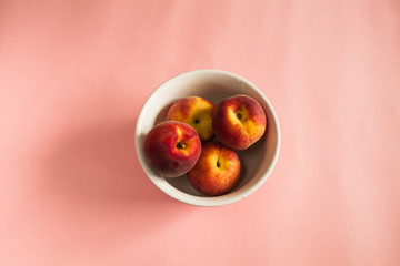 Plate with peaches. Peaches. Summer fruits.