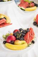 fruit salad with apples, bananas,grapes,watermelons