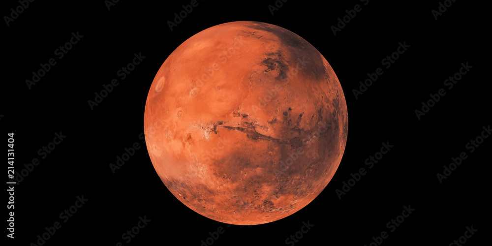 Wall mural mars red planet black background