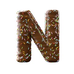 chocolate letter N Isolated on white background
