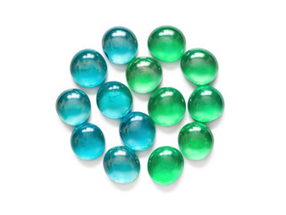 Green and turquoise glass stones