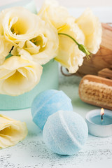 Spa background with bath bombs