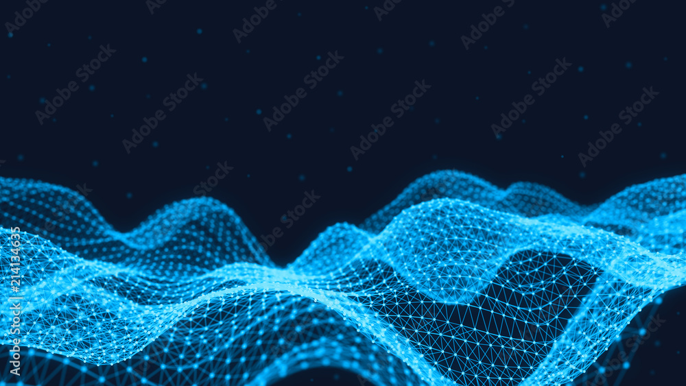 Poster abstract 3d technology futuristic geometrical and science neon background. plexus digital wallpaper.