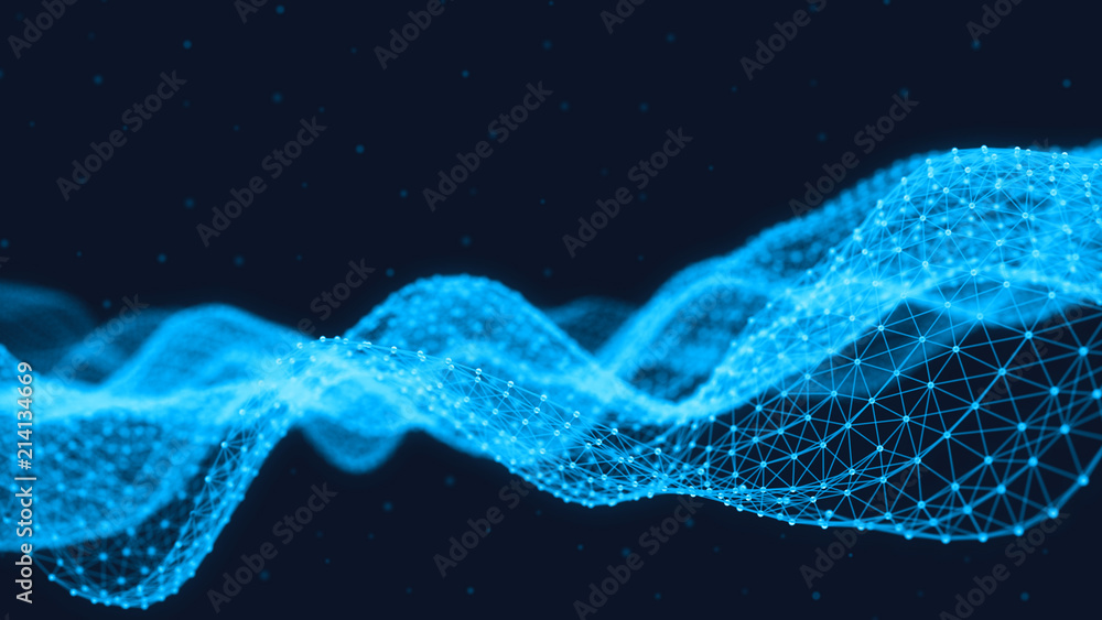 Poster abstract 3d technology futuristic geometrical and science neon background. plexus digital wallpaper.
