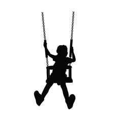child happy silhouette on swing one