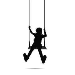 child happy silhouette on swing two
