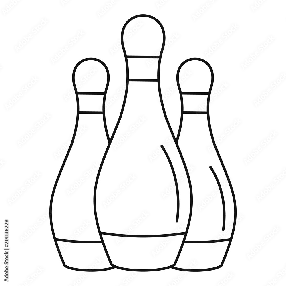 Poster bowling set pins icon. outline bowling set pins vector icon for web design isolated on white backgro