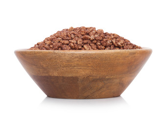 Bamboo wood bowl with organic granola cereal