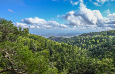 Fototapeta na wymiar Top of Troodos mountain in Cyprus.