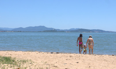 The quiet sandy beaches of Praia de Fora Palhoça Santa Catarina Brasil..