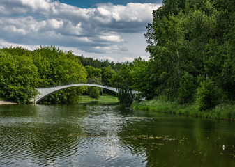 Scenic summer landscape with a lake in the park