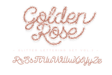 Glitter rose Gold Handwritten alphabet