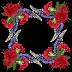 Fotobehang Very attractive floral pattern of carnations and lupine © Ann-Mary