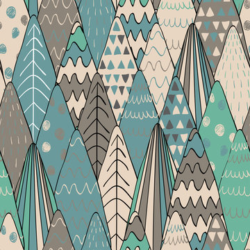 Forest seamless pattern background. Scandinavian style.