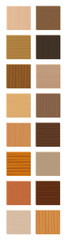 Wood samples. Parquetry summary table chart. Wooden plates with different textures from various trees to choose - 3d decor models - vector on white background.