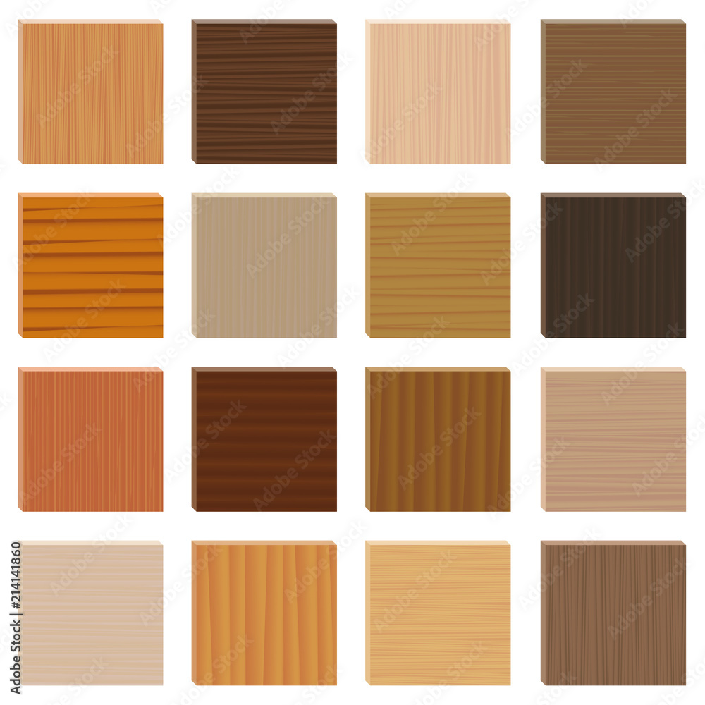 Poster wood samples. assorted parquetry types set. wooden plates with different textures from various trees - Posters
