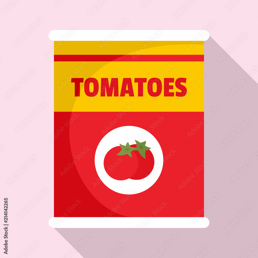 Poster tomatoes can icon. flat illustration of tomatoes can vector icon for web design