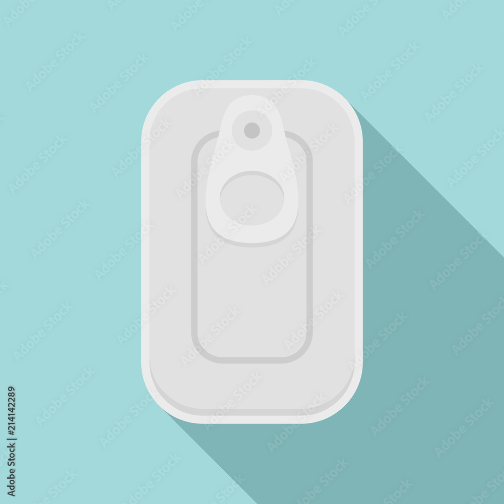 Poster top view fish can icon. flat illustration of top view fish can vector icon for web design