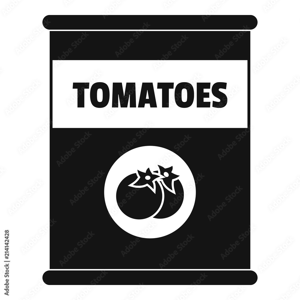 Poster tomatoes can icon. simple illustration of tomatoes can vector icon for web design isolated on white 
