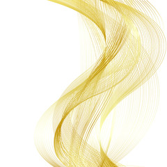 Abstract Structural Curved Background. Golden Lines and Yellow Waves. 3d Illustration