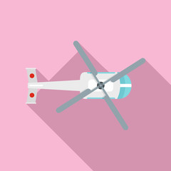 Top view helicopter icon. Flat illustration of top view helicopter vector icon for web design