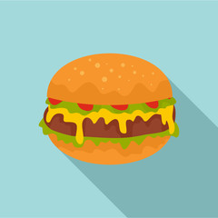 Cheeseburger icon. Flat illustration of cheeseburger vector icon for web design