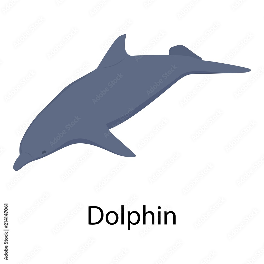 Sticker Dolphin icon. Isometric of dolphin vector icon for web design isolated on white background