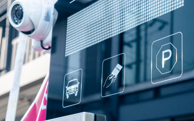 automatic parking ticket machine in the car park
