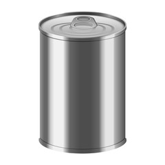 Vegetable tin can mockup. Realistic illustration of vegetable tin can vector mockup for web design isolated on white background