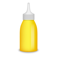 Mustard bottle mockup. Realistic illustration of mustard bottle vector mockup for web design isolated on white background