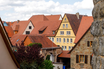 Fototapeta na wymiar Rothenburg Ob der Tauber, view of the roofs of one of the oldest cities in Germany.