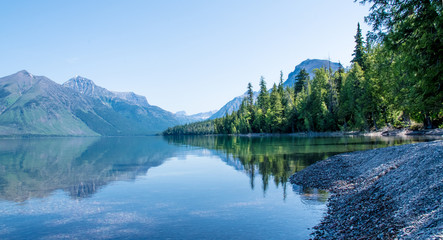 Fototapeta na wymiar Reflections on St. Mary Lake - Glacier National Park